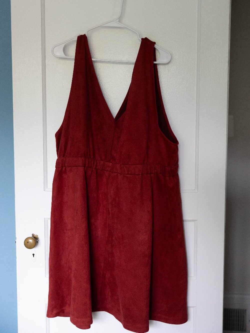 Arula Rust Faux Suede V-Neck Skater Dress Size C